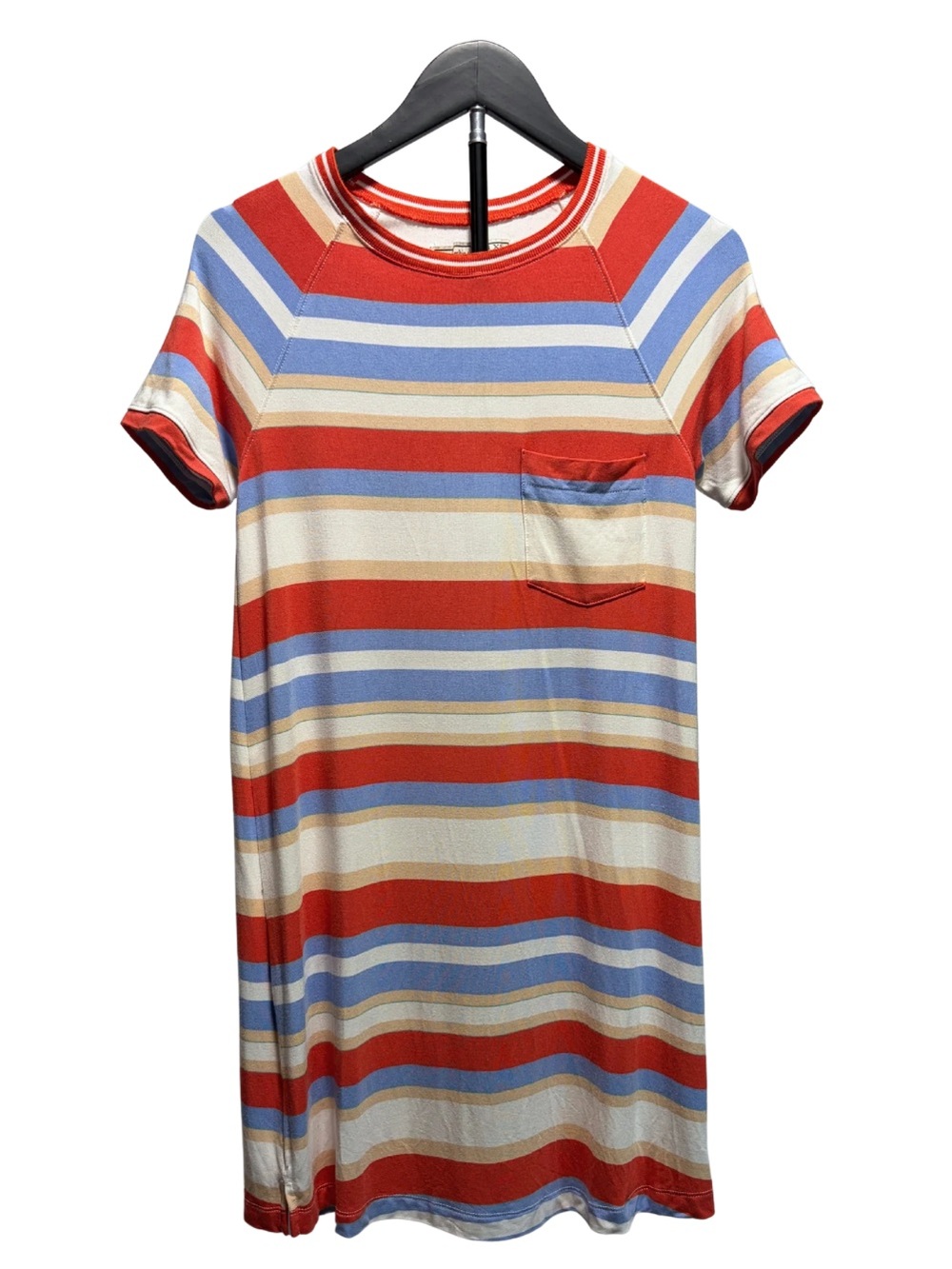 Abercrombie & Fitch Striped Midi T-Shirt Dress in Red, Blue & Cream